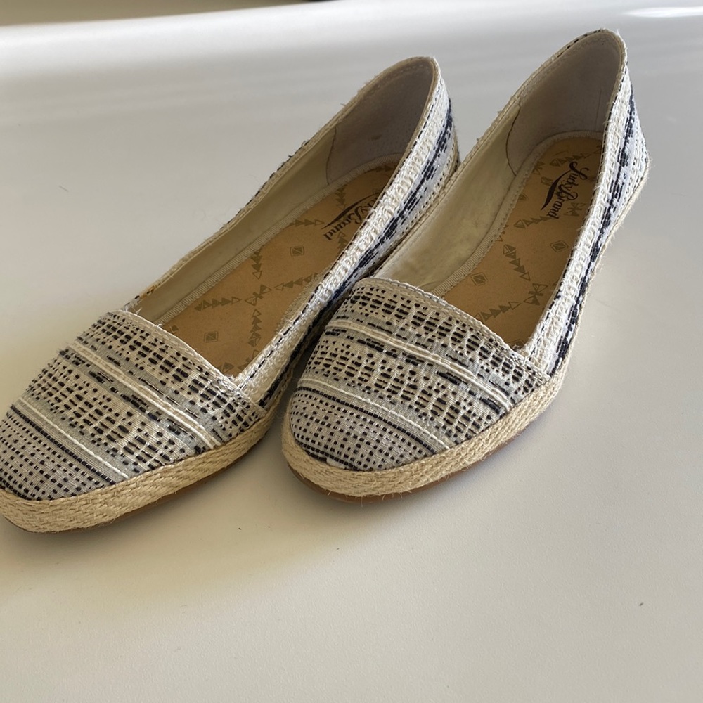 Lucky Brand almost new short slip on wedges